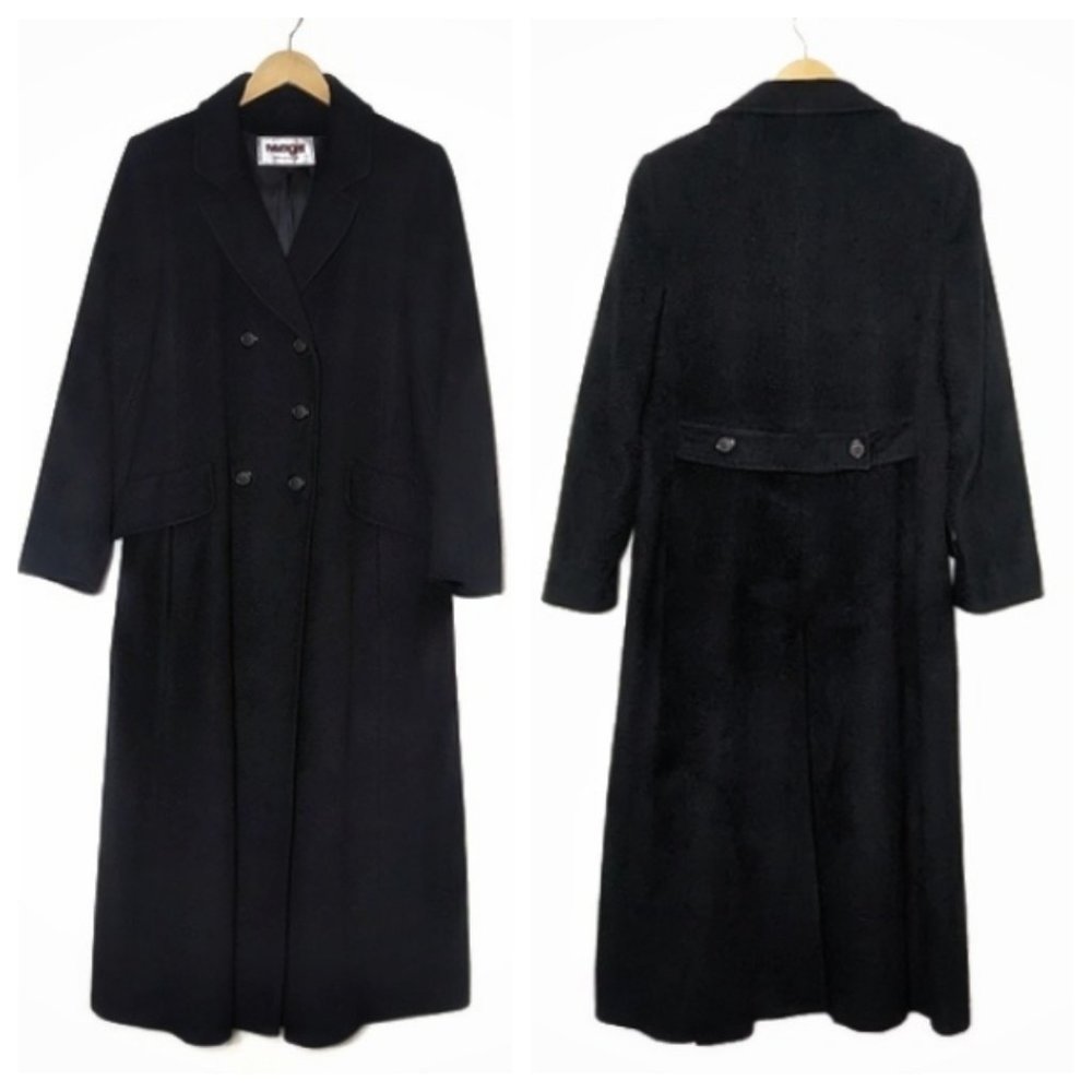 Vintage Cashmere Full Length Double Breasted Dress Coat Black M/L